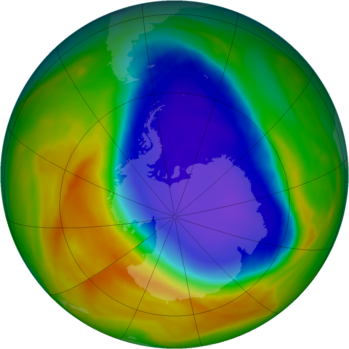Antarctic ozone map for 18 October 2007